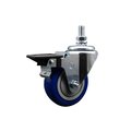 Service Caster 35 Inch Blue Polyurethane 10 MM Threaded Stem Caster with Brake SCC-TS20S3514-PPUB-BLUE-PLB-M1015